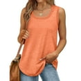 thumbnail image 1 of UPPADA Womens Plus Size Tank Tops Summer Sleeveless Henley T-Shirts Tops Casual Button Down Tunics Shirts Summer Loose Fit Basic Tees Crew Neck Solid Tunic Tops Orange,M, 1 of 5