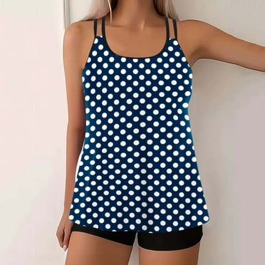 UPPADA Womens Plus Size Two Piece Tankini Swimsuits Twist Front High Waist V Neck Swimwear Floral Tummy Control Modest Bathing Suits with Bottom Womens Bathing Suits Tummy Control Plus Size Navy,S