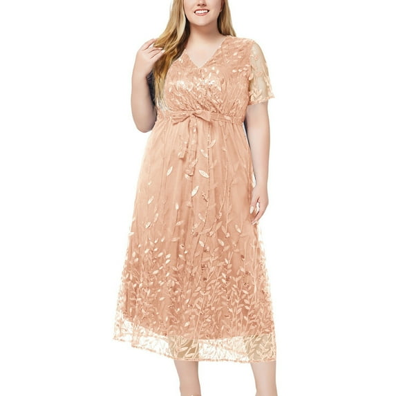 UPPADA Womens Plus Size Wedding Guest Dresses Halter Mesh Lace Dress Sleeveless Bodycon Corset Dress Ruched Maxi Dress for Party Club Sales Online Shopping