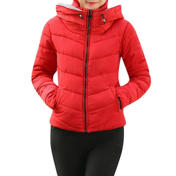 UPPADA Womens Puffer Coats Winter Warm Coats Oversized Jackets Long Sleeve Full Zip Puffer Jacket Coats with Pockets Red,xl Lightweight Winter Jacket Women