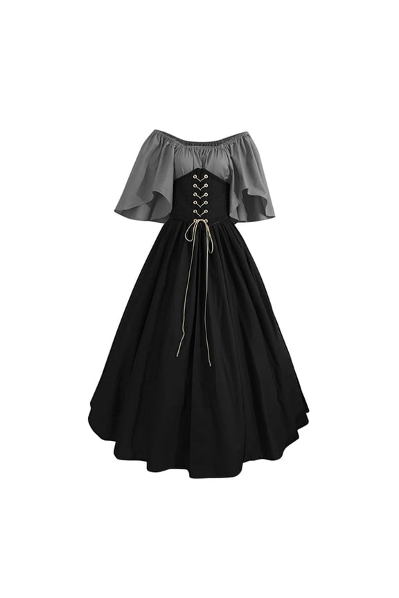 Womens Renaissance Faire Dresses Medieval Irish Traditional Plus Size Dresses Ruffle Over Dress Corset Retro Cosplay Gown