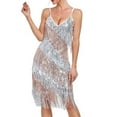 thumbnail image 1 of UPPADA Womens Sequin Tassel Fringe Party Dress Flapper Mini Dress Sleeveless V Neck Spaghetti Strap Dress Evening Party Dance Dress Party Prom Gown Cocktail Dress, 1 of 4