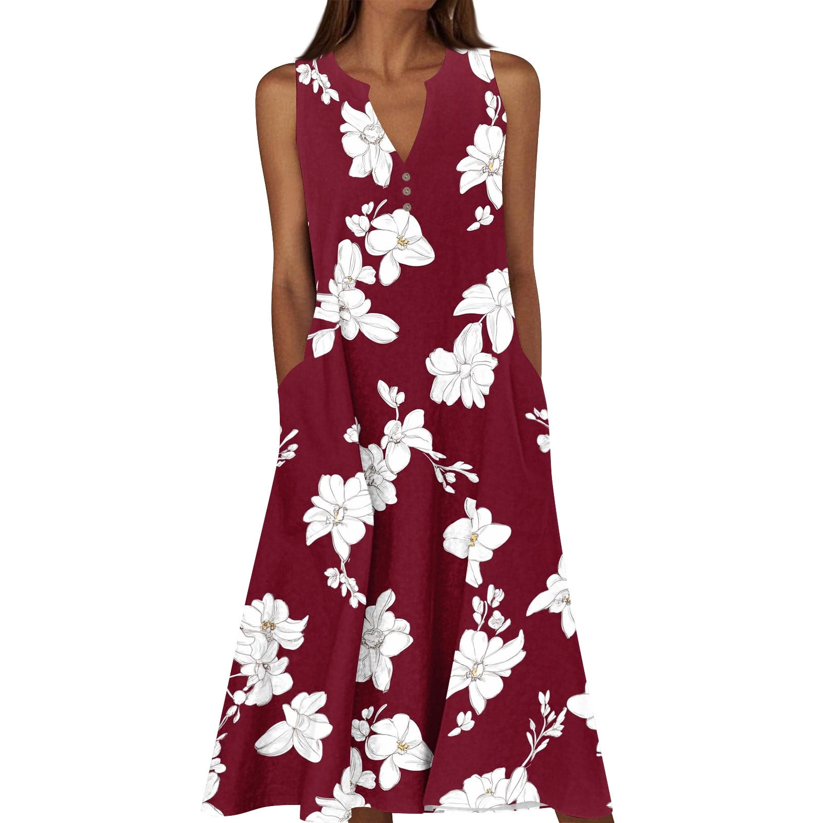UPPADA Womens Sleeveless Maxi Dress Casual Floral Print Sundress Boho — free download