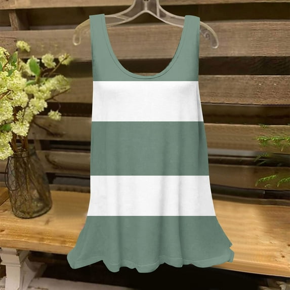 UPPADA Womens Sleeveless Tops Crewneck Floral Print Tank Tops Flowy Cute Summer Tees For Vacation Loose Basic Tunic Tops Clearance on Sale Green,XL