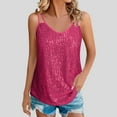 thumbnail image 1 of UPPADA Womens Sparkly Sequin Tank Tops Spaghetti Strap V Neck Glitter Vest Sleeveless Casual Dressy Crop Tops for Concert Outfit Party, 1 of 9