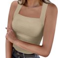 thumbnail image 1 of UPPADA Womens Square Neck Tank Top Sleeveless Ribbed Fitted Tanks Summer Basic Slim Cute Tops Casual Streetwear for Vacation Beach Club,Tank Top for Women Loose Fit Khaki,XXL, 1 of 8