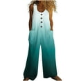 thumbnail image 1 of UPPADA Womens Strap Jumpsuit Crewneck One Piece Suit Vintage Style Comfy Wide Leg Overall Loose Fit Jumpsuit for Spring Fall Summer Green,L, 1 of 5