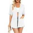 thumbnail image 1 of UPPADA Womens Summer Lightweight Cardigan Short Sleeve Open Front Casual Loose Cover ups Soft Flowy Outfits White,XL, 1 of 8