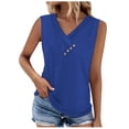 thumbnail image 1 of UPPADA Womens Summer Tank Tops V Neck Button Down Tunic Blouse Comfy Knit Casual Top for Ladies Trendy Loose Fit Outfits Tops,blue tank tops S, 1 of 6
