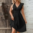 thumbnail image 1 of UPPADA Womens Summer V-Neck Ruffle Cap Sleeve Dress Casual Shift Mini Dress Summer Dresses A Line Smock Short Dress Black,XXL, 1 of 7