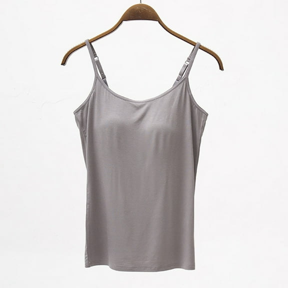 UPPADA Womens Tank Tops with Built In Bra Adjustable Spaghetti Strap Cami Sleeveless Summer Tops Racerback Workout Tops Yoga Shirt Cotton Undershirt, October