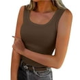 thumbnail image 1 of UPPADA Womens Tank Tops Crewneck Summer Shirts Sleeveless Basic Solid Tees Shirts Casual Dressy Undershirts Brown,L, 1 of 5