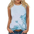 thumbnail image 1 of UPPADA Womens Tank Tops Loose Fit Summer Cute Graphic Sleeveless Shirts Workout Basic Tunic Pleated Scoop Neck Shirts Casual Sleeveless Tops Women's Clothes Light Blue,M, 1 of 4