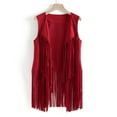 thumbnail image 1 of UPPADA Womens Tassels Fringe Sleeveless Vest Flowy Trendy Cardigan Waistcoat Jacket Outwear Tops Red,S, 1 of 9