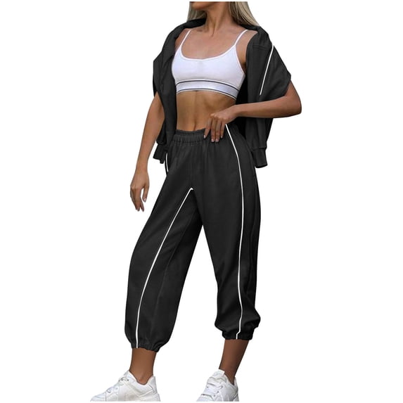 UPPADA Womens Track Suits 2 Piece Set for Travel,Women Two Piece Fall Outfits 2 Pc Oversized Outfits Fleece Zip up Hoodie Matching Drawstring Joggers Tracksuit Sets with Pockets Black,XL
