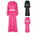 thumbnail image 1 of UPPADA Womens Tracksuits 2 Piece Set Long Sleeve Matching Set Hooded Sweatshirt and Sweatpants Casual Fall Spring Outfits Sweatpants Lounge Set Sweatsuits Hot Pink,M, 1 of 8