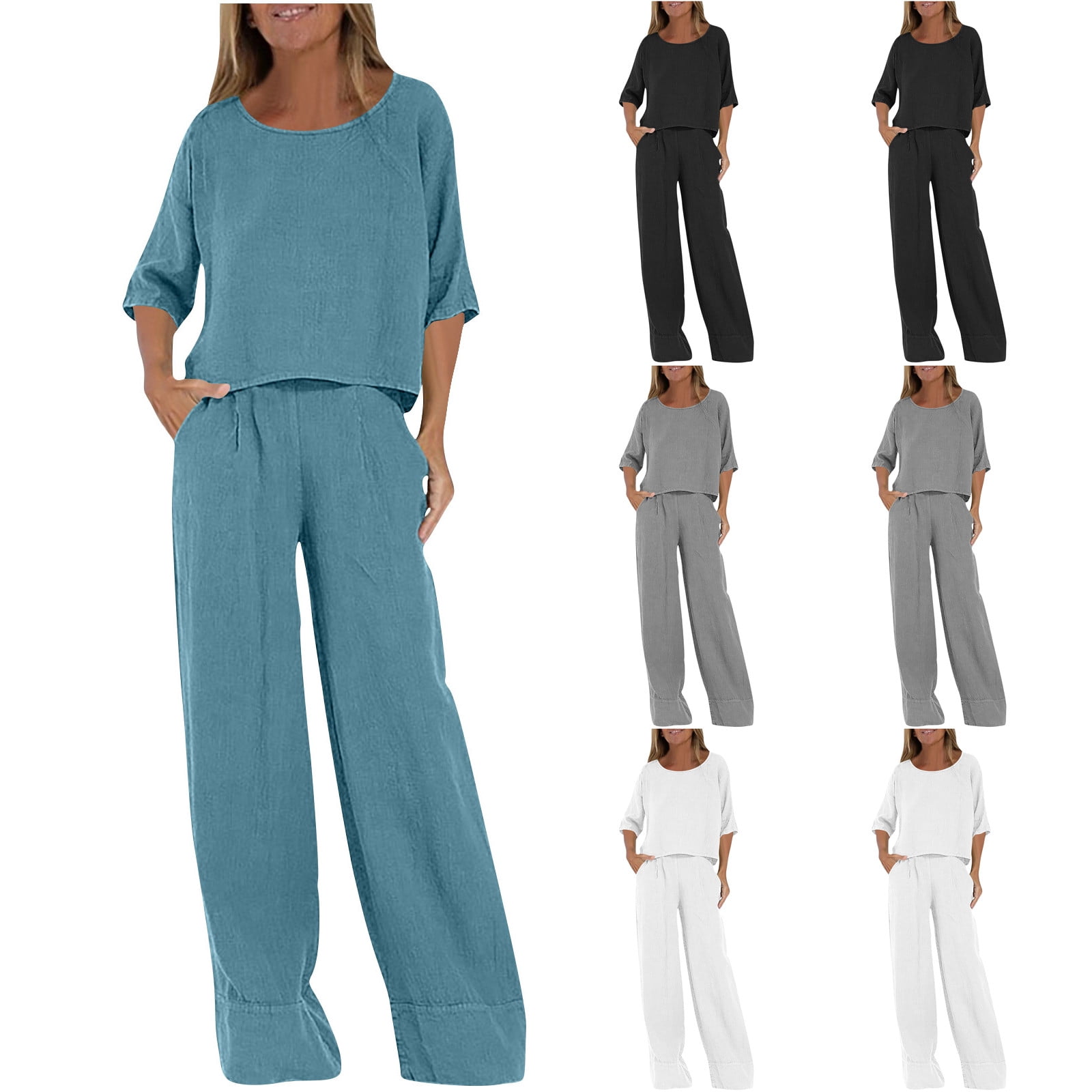 UPPADA Womens Two Piece Sweatshirts Set 2 Piece Long Sleeve Zip Up Tops Casual Loose Pant Outfits Set Ladies 2 Piece Pants Sets Casual Spring Lounge Set White,XXL