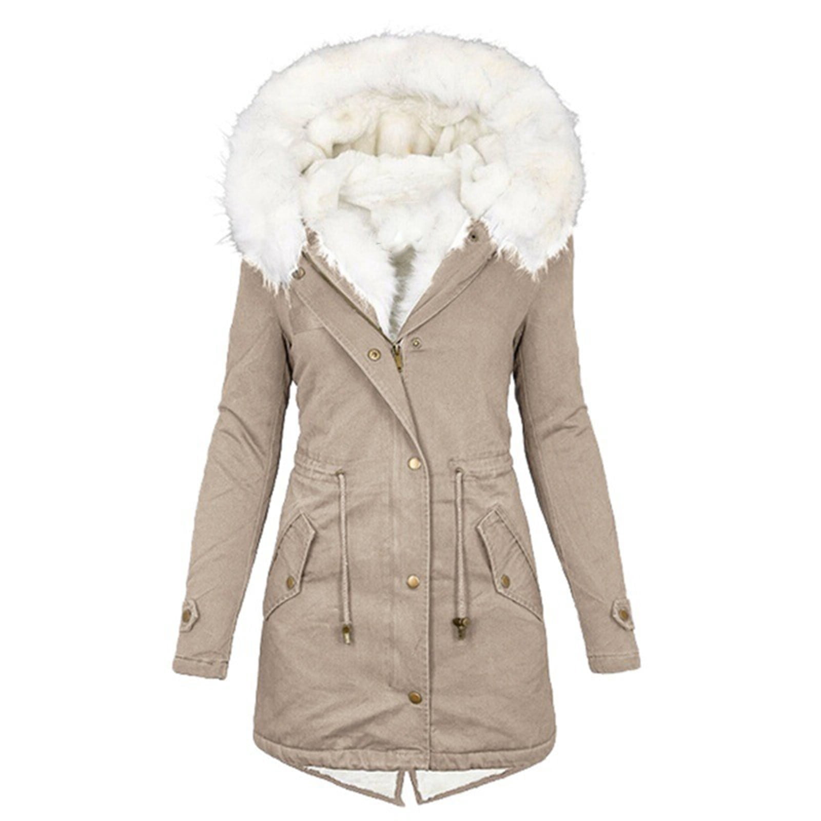UPPADA Womens Warm Winter Overcoat Hooded Coats with Faux Fur Lined Parka Jacket Thick Down Outerwear Heavylight Winter Puffer Jacket,Winter Coats Women