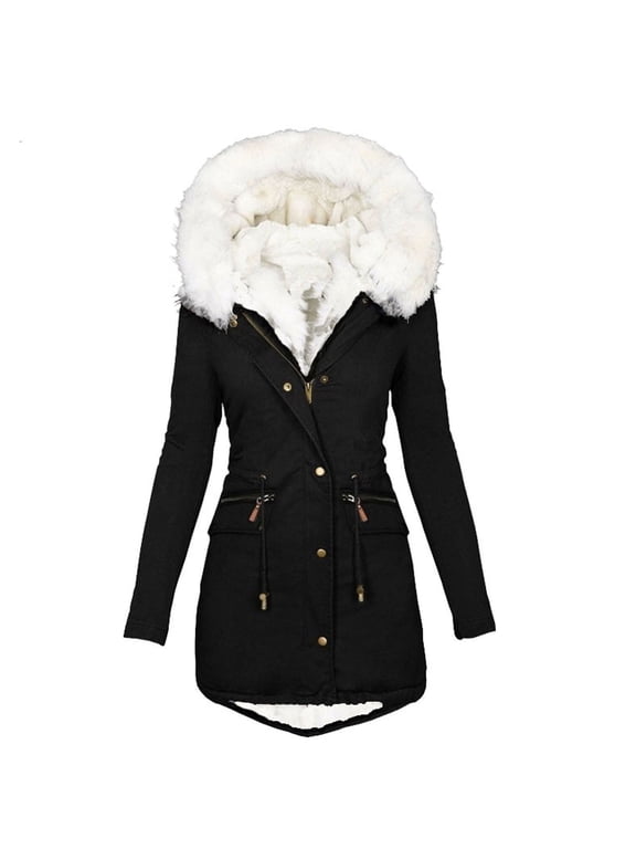 Womens Warm Winter Overcoat Hooded Coats with Faux Fur Lined Parka Jacket Thick Down Outerwear Heavylight Winter Puffer Jacket,Winter Coats for Women