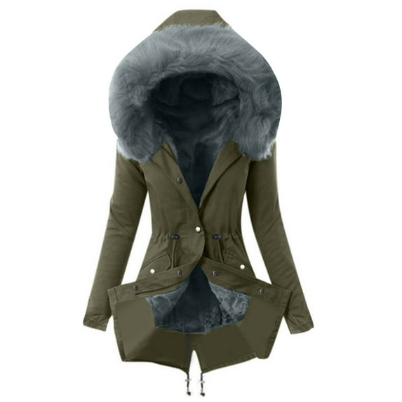 UPPADA Womens Warm Winter Overcoat Hooded Coats with Faux Fur Lined Parka Jacket Thick Down Outerwear Heavylight Winter Puffer Jacket,Women Clothes On Sale