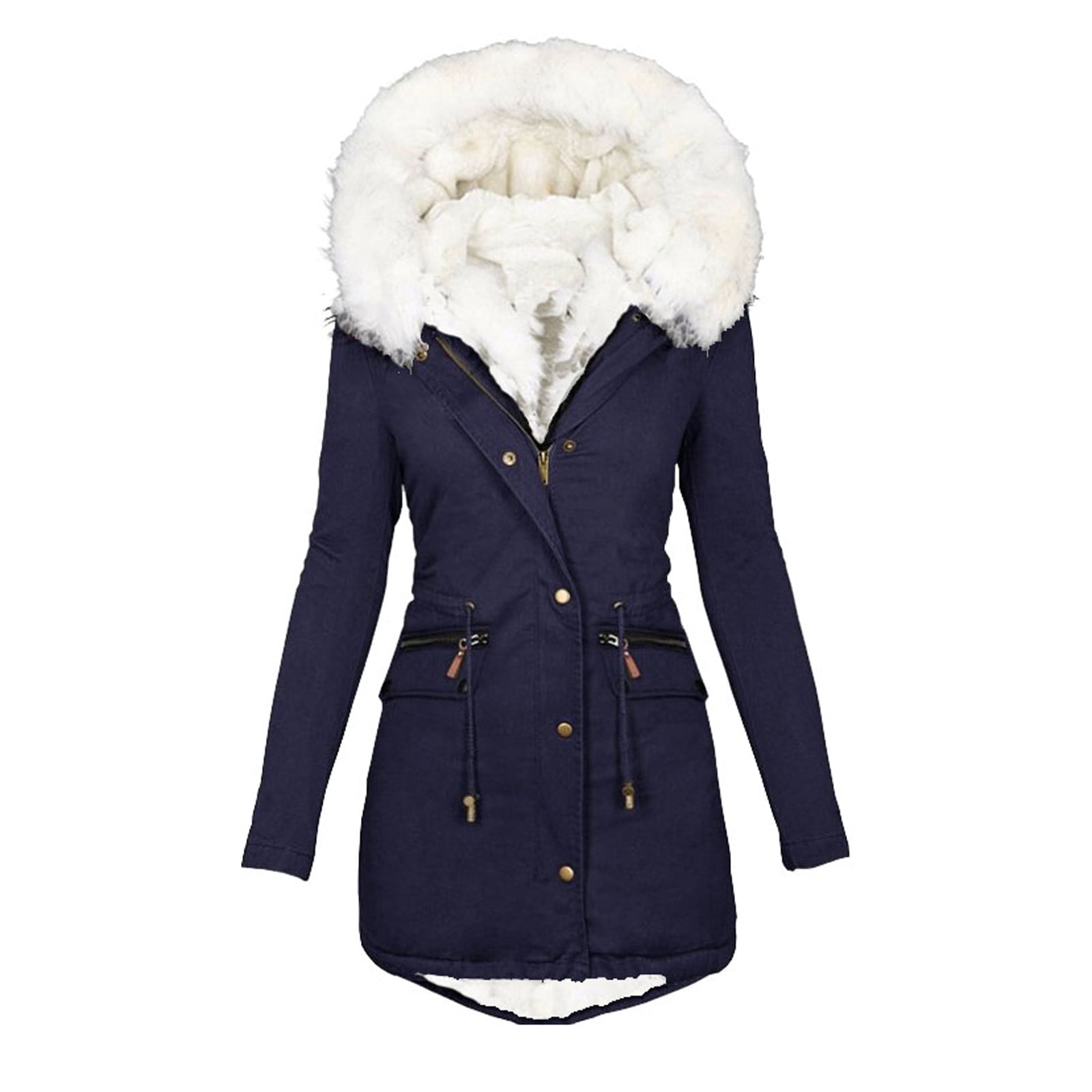 UPPADA Womens Warm Winter Overcoat Hooded Coats with Faux Fur Lined Parka Jacket Thick Down Outerwear Heavylight Winter Puffer Jacket,Women Coats Winter Clearance