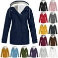 thumbnail image 1 of UPPADA Womens Winter Coats Plus Size Fleece Jackets Solid Color Horn Buttons Overcoats Warm Plush Hooded Jackets Outwear with Pocekts Womens Jackets Clearance Sale, 1 of 5
