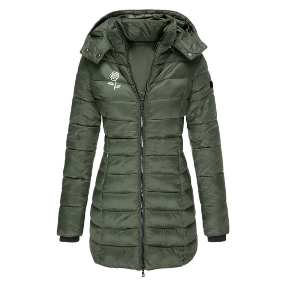UPPADA Womens Winter Coats Warm Knee Length Puffer Coat Dressy Winter Jackets Trendy Hooded Puffer Coat with Pockets Army Green,2xl Puffer Jacket Womens