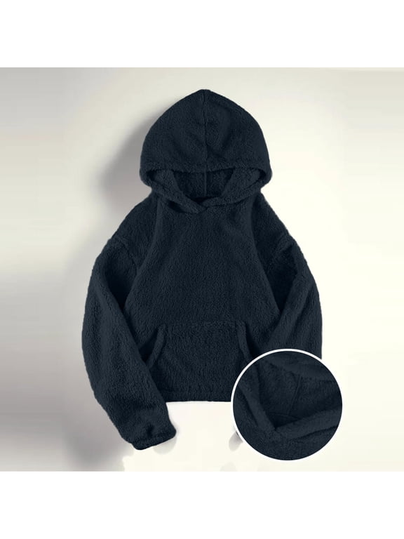 Womens Winter Sherpa Fleece Jacket Fashion Casual Solid Hooded Plush Warm Jackets Zipper Cardigan Tops Coats Navy,S Womens Fleece Jacket Full Zip Plus