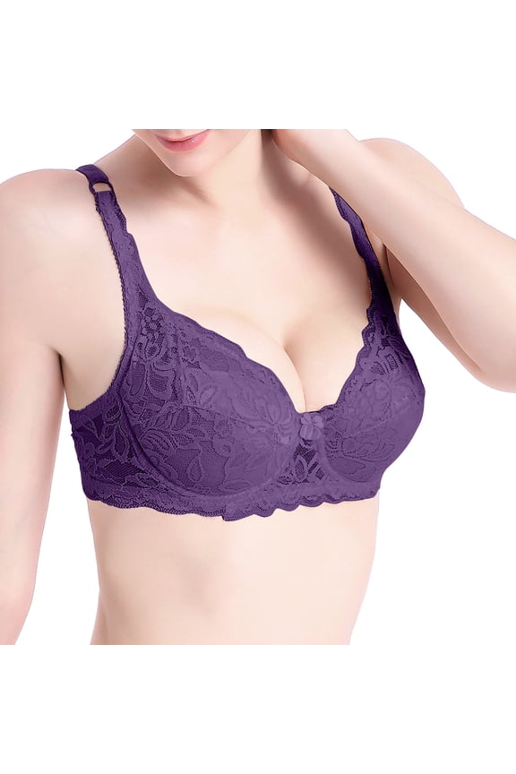 Womens Wireless Jelly Bras Full Coverage Bralette Mesh Comfortable Bras No Underwire Seamless Bras Wide Band Back Smoothing Bra Purple,XL