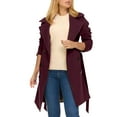 thumbnail image 1 of UPPADA Womens Wool Pea Coats Winter Wool Blend Trench Pea Coat Elegant Notched Collar Solid Color Mid-Length Double Breasted Slim Fit Overcoat Wine,M, 1 of 5