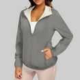 thumbnail image 1 of UPPADA Womens Zip up Hoodies Lightweight Casual Jacket Long Sleeve Shacket Fleece Lined Hooded Jackets Warm Coat with Pockets Gray,XL Womens Fleece Jacket Oversized Zip Up Sherpa Fuzzy, 1 of 7