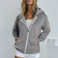 thumbnail image 1 of UPPADA Womens Zip Up Hoodies Oversized Hooded Sweatshirts Fall Fashion Outfits Casual Jackets Fall Winter Clothes Womens Y2k Zip Up Knitted Crop Hoodies Gray,XL, 1 of 6