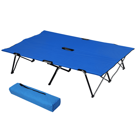 UPPYL 2-Person Portable Folding Camping Cot – Military-Grade Sleeping Bed with Carry Bag for Camping Trips, RV Trips, Backyard Sleepovers, Guest Rooms & Emergency Use Blue