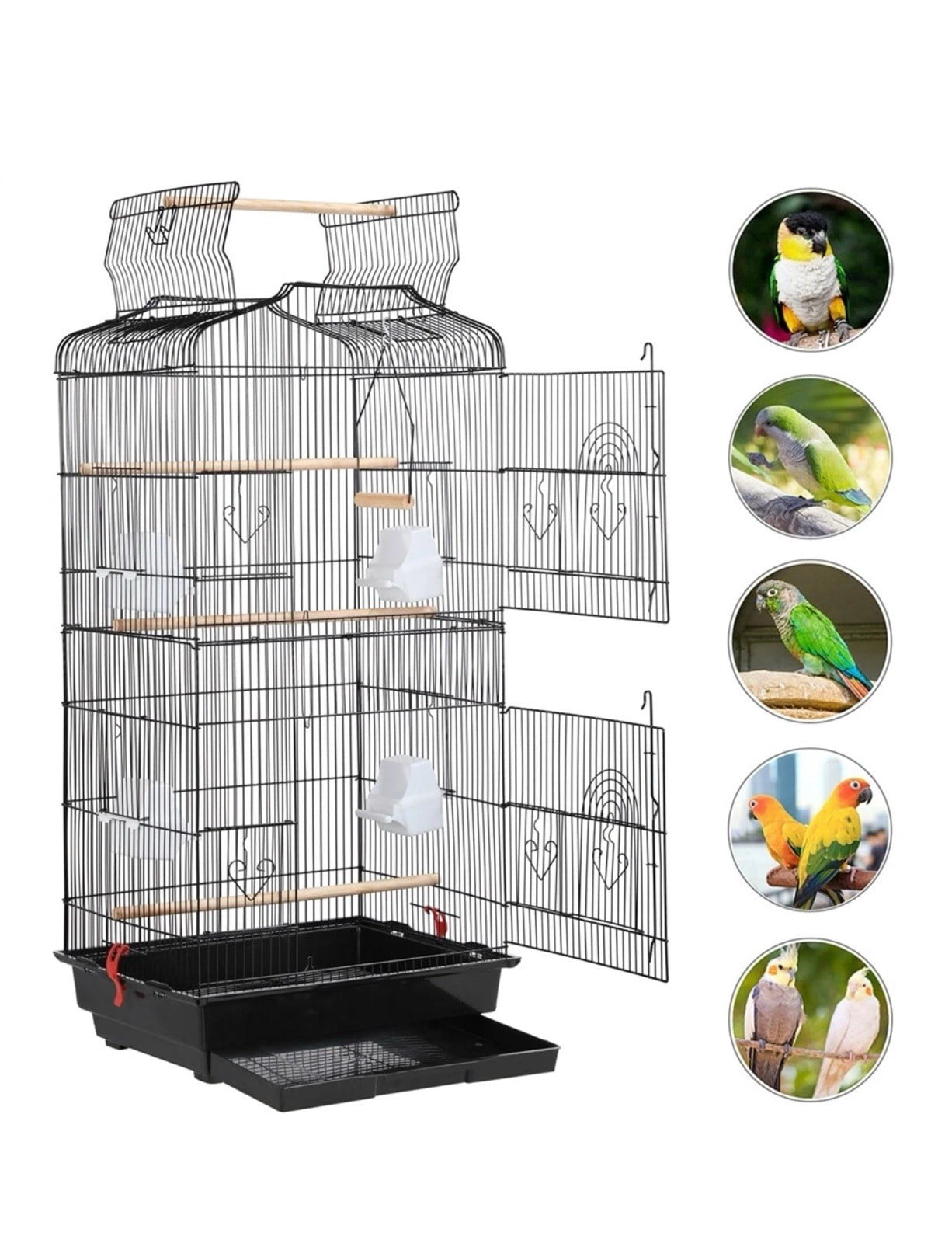 UPPYL 41-inch Open Top Large Parrot Bird Cage, Hanging Bird Cage for ... - Large Parrot Bird Cage With Hanging Toys