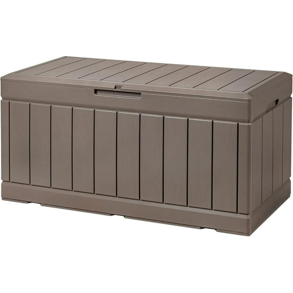PINDEE 85 Gallon Deck Box Lockable Resin Outdoor Storage Box waterproof Outdoor Container for Patio Furniture Cushions, Pillow,The appearance is exquisite, fashionable, and high-end. (Light Brown)