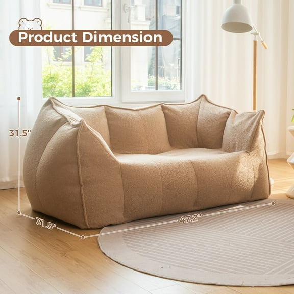 UPPYL Bean Bag Chairs for Adults, Compression Sofa, Full and Soft, Sitting and Lying, Sofa Chair for Living Room, Lounge, Bedroom Brown Single sofa