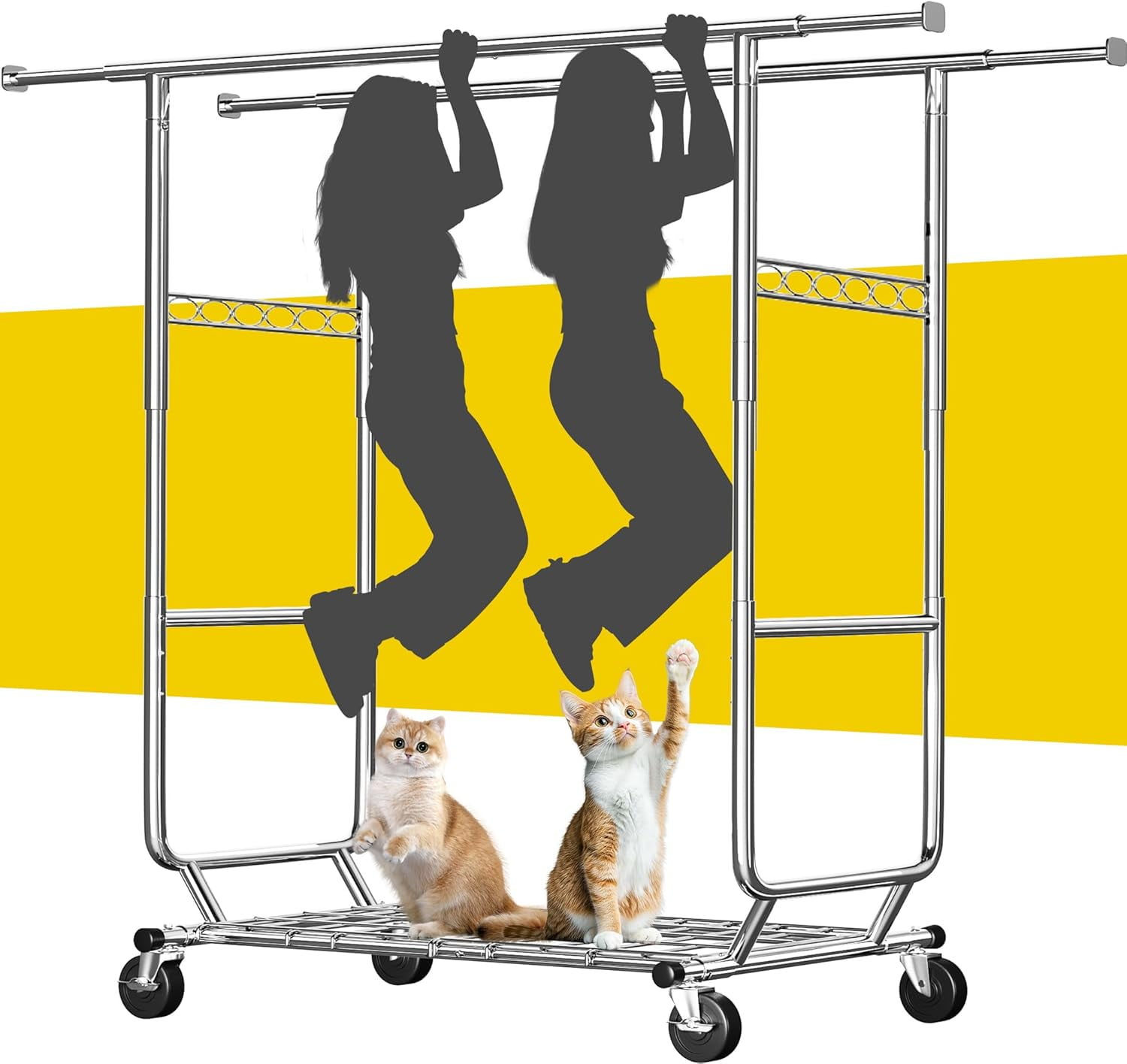 UPPYL Clothes Rack Load 630 LBS, Heavy Duty Clothes Rack, Rolling ...