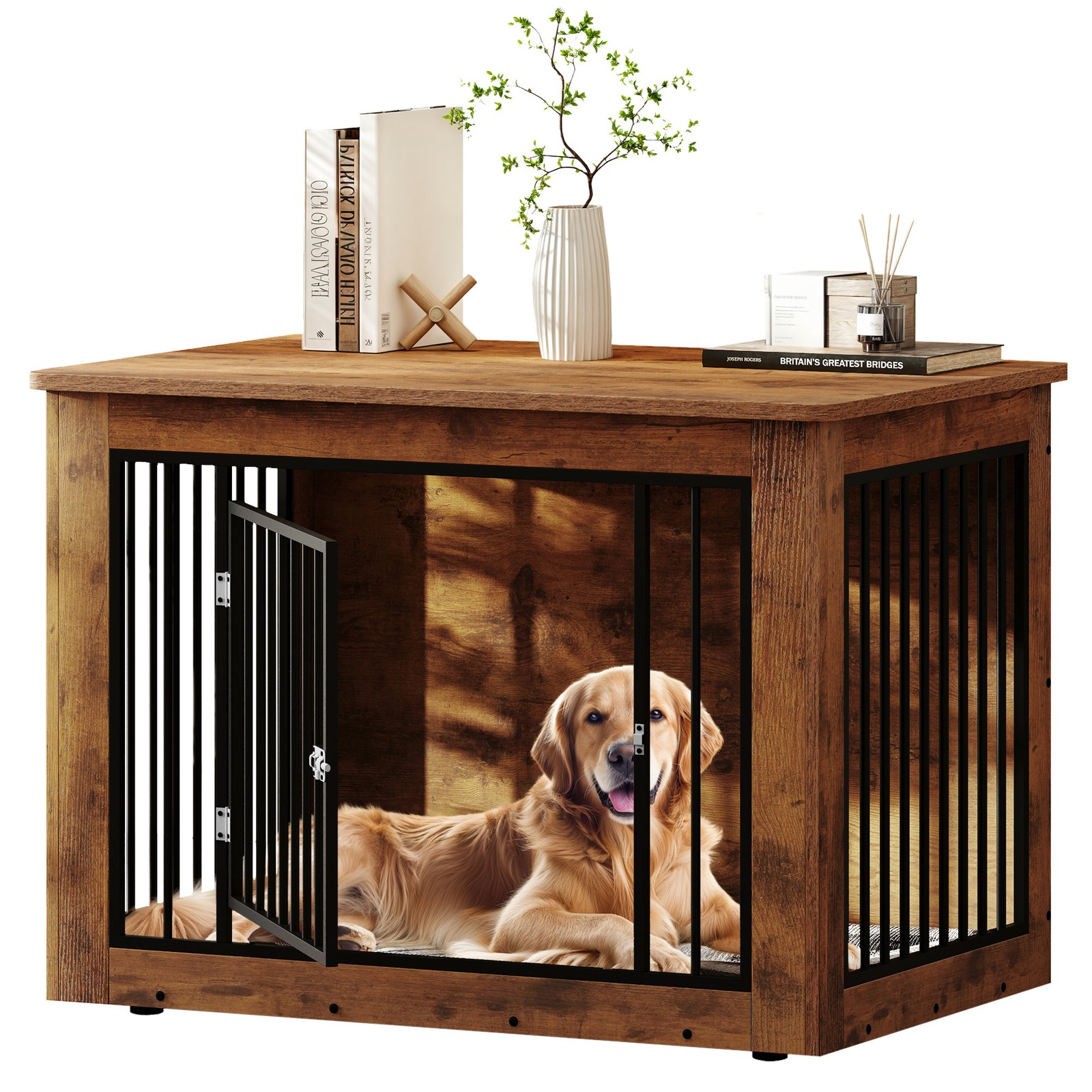 View of UPPYL Dog Crate Furniture for Large Dogs, Side End Table, Modern Dogs ...
