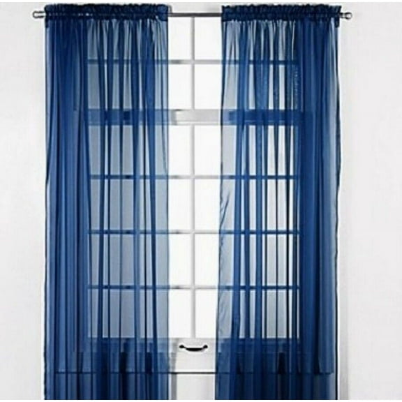 UPPYL Elegant Sheer Curtains 84 Inches Long, Light Filtering Window Curtain Panels, Privacy Window Treatments for Living Room, Bedroom, Kitchen, Dining Room - 54" x 84", Set of 2, NAVY BLUE