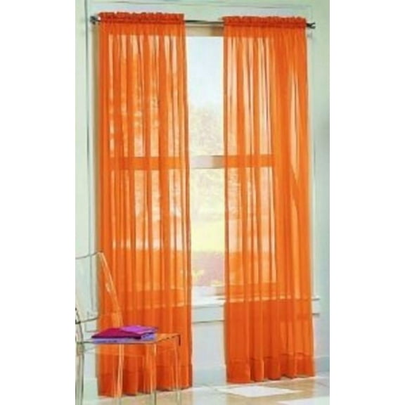 UPPYL Elegant Sheer Curtains 84 Inches Long, Light Filtering Window Curtain Panels, Privacy Window Treatments for Living Room, Bedroom, Kitchen, Dining Room - 54" x 84", Set of 2, Orange