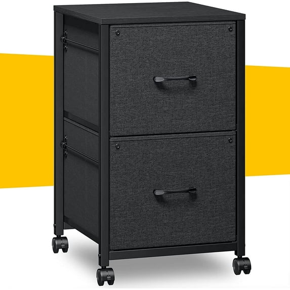 UPPYL Filing Cabinets for Home Office 2 Drawer Fabric File Cabinet Small Rolling File Cabinet Printer Stand Lateral Filing Cabinets Fits A4 Letter Legal Size, Applicable to both office and home,Black