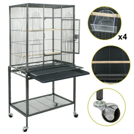 UPPYL Heavy-Duty Steel Parrot Bird Cage with Rolling Stand & Top Play Area – Premium Pet Supply for Parakeets, Cockatiels, Conures & Small-to-Medium Parrots 53"