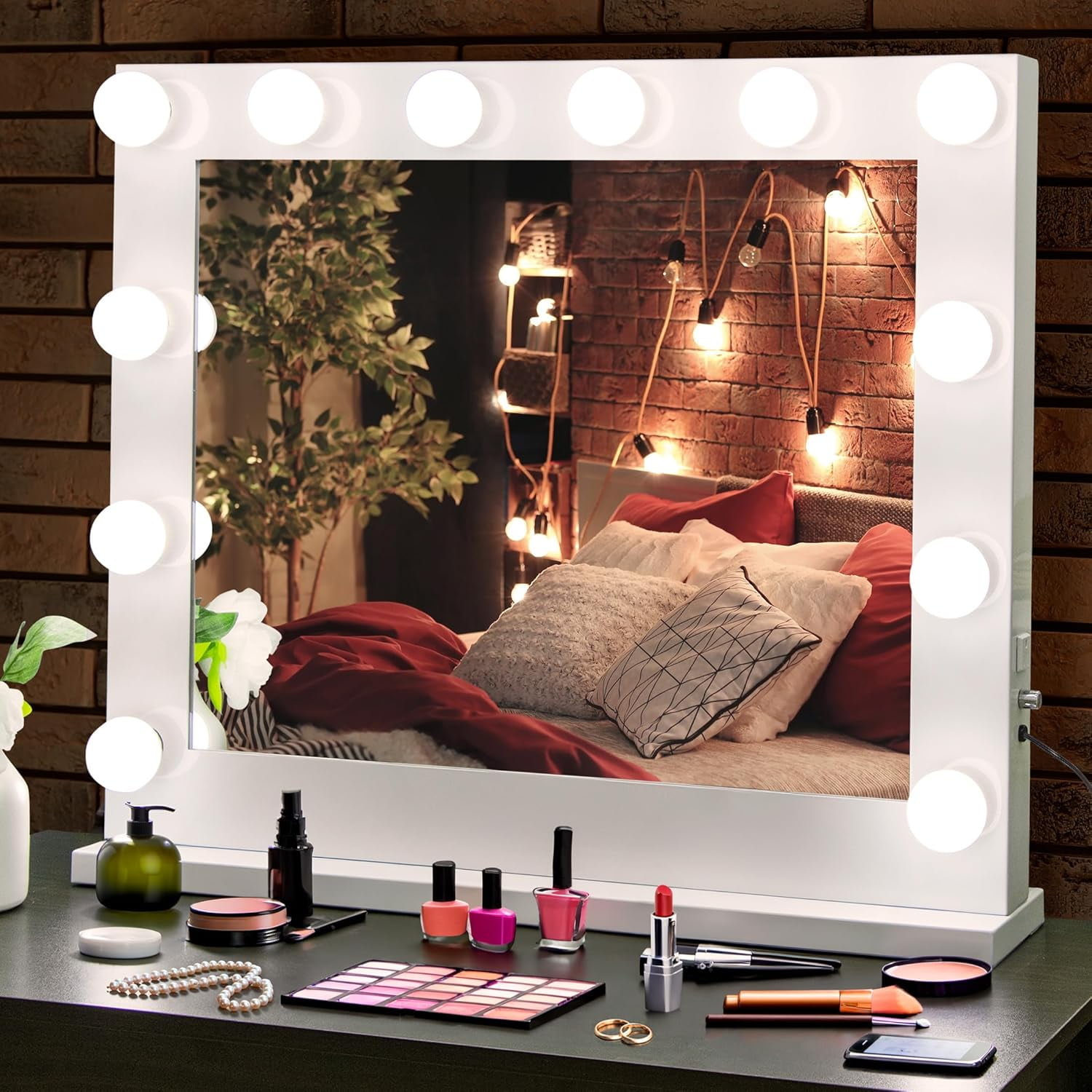 UPPYL Makeup Vanity Mirror with Lights, Tabletop LED Hollywood Mirror