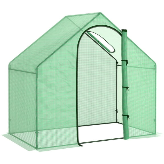 UPPYL Portable Walk-in Greenhouse, Plastic Cover, Steel Frame Garden Hot House, Zipper Door, Top Vent for Flowers, Vegetables, Saplings, Tropical Plants, Green