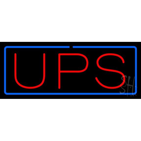 UPS Blue Border LED Neon Sign 10 x 24 - inches, Black Square Cut Acrylic Backing, with Dimmer - Bright and Premium built indoor LED Neon Sign for Store interior and stroefront