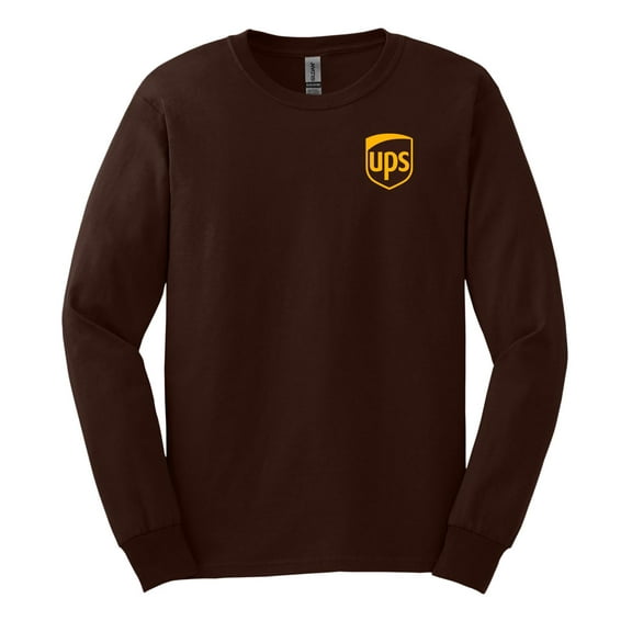 UPS Brown Long Sleeve T-Shirt United Parcel Service Official Colors and Style (US, Alpha, Large, Regular, Regular, Brown)