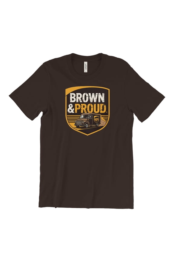 UPS Brown and Proud Short Sleeve T-Shirt United Parcel Service Official Colors and Style ( Small, Brown)