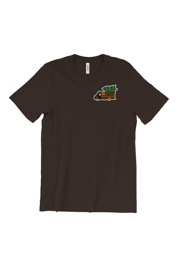 UPS Christmas Truck Brown Short Sleeve T-Shirt United Parcel Service Official Colors and Style ( Small, Brown)