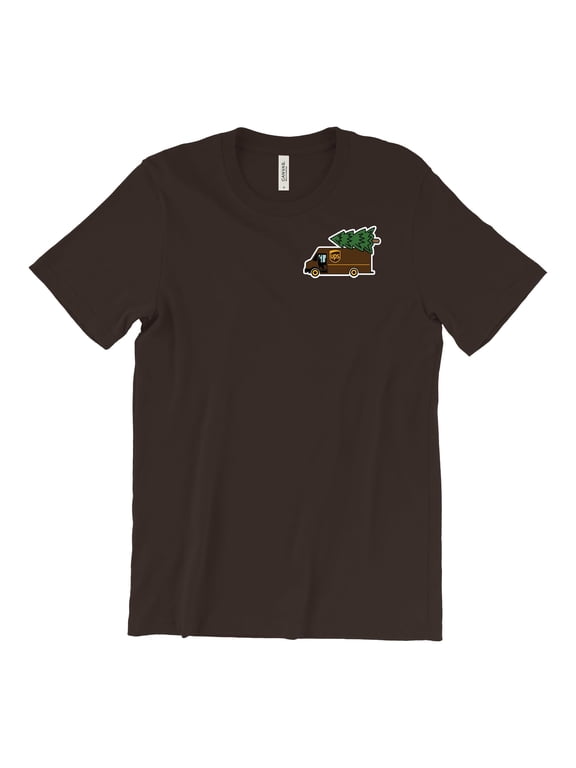 UPS Christmas Truck Brown Short Sleeve T-Shirt United Parcel Service Official Colors and Style ( X-Large, Brown)