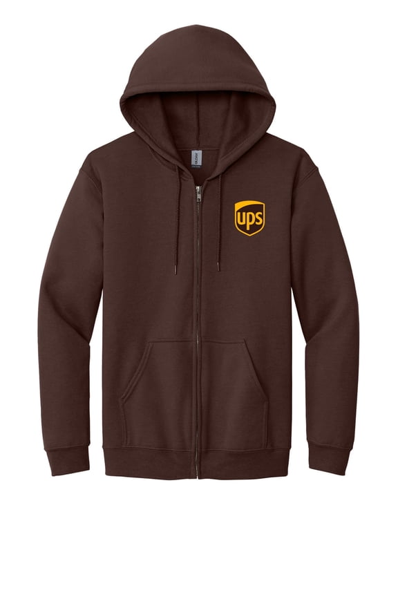 UPS Sweatshirt Zip up Hoodie United Parcel Service Official Colors and Style (US, Alpha, Medium, Regular, Regular, Brown)